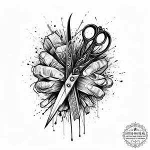 Tattoo sketch hands with a scissors, concept... - эскиз тату (№1756804479_0, 02.09.2025 09:14) — tattoo-photo.ru