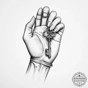 Tattoo sketch hands with a key - эскиз тату (№1756805890_0, 02.09.2025 09:38) — tattoo-photo.ru