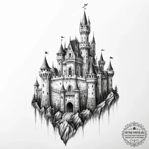 Tattoo sketch castle, tattoo line art, realis... - эскиз тату (№1756885949_0, 03.09.2025 07:52) — tattoo-photo.ru