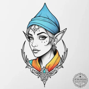 Tattoo sketch elf, ink illustration for tatto... - эскиз тату (№1756897369_0, 03.09.2025 11:02) — tattoo-photo.ru