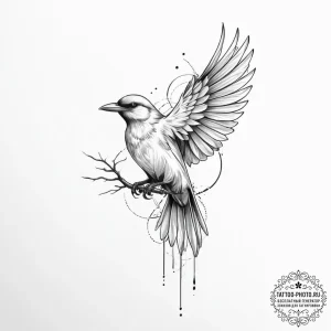 Tattoo sketch graphic птица - эскиз тату (№1756898143_0, 03.09.2025 11:15) — tattoo-photo.ru