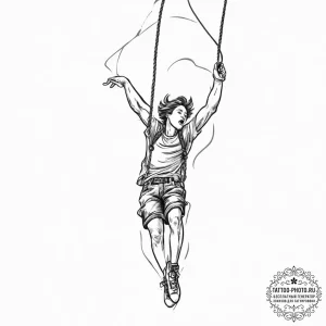 Tattoo sketch bungee jumping rope, tattoo fla... - эскиз тату (№1756898726_0, 03.09.2025 11:25) — tattoo-photo.ru