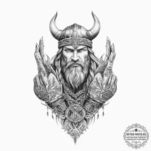 Tattoo sketch hands with a viking - эскиз тату (№1756900669_0, 03.09.2025 11:57) — tattoo-photo.ru