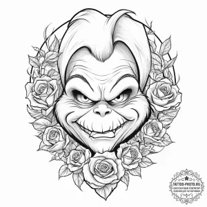 Tattoo sketch the grinch with a fur, tattoo d... - эскиз тату (№1756901252_0, 03.09.2025 12:07) — tattoo-photo.ru