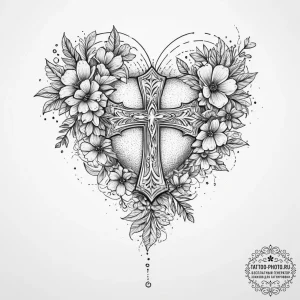 Tattoo sketch узор в виде сердца с цветами, t... - эскиз тату (№1756902420_0, 03.09.2025 12:27) — tattoo-photo.ru
