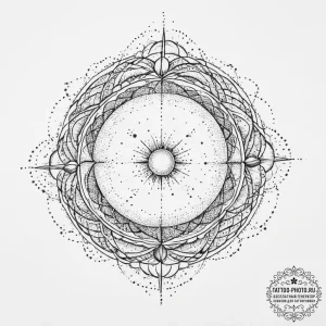 Tattoo sketch cosmic sphere, ink illustration... - эскиз тату (№1756903778_0, 03.09.2025 12:49) — tattoo-photo.ru