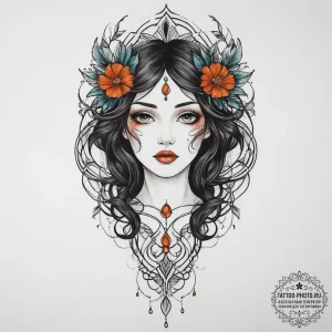 Tattoo sketch spirit, tattoo line art, neo tr... - эскиз тату (№1756907075_0, 03.09.2025 13:44) — tattoo-photo.ru