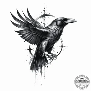 Tattoo sketch norse raven - эскиз тату (№1756908824_0, 03.09.2025 14:13) — tattoo-photo.ru