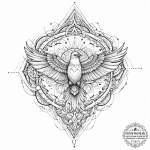 Tattoo sketch geometric bird, artistic tattoo... - эскиз тату (№1756909612_0, 03.09.2025 14:26) — tattoo-photo.ru
