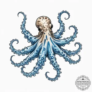 Tattoo sketch blue-ringed octopus, ink illust... - эскиз тату (№1756912782_0, 03.09.2025 15:19) — tattoo-photo.ru