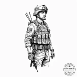Tattoo sketch soldier with a pencil, concept... - эскиз тату (№1756913176_0, 03.09.2025 15:26) — tattoo-photo.ru