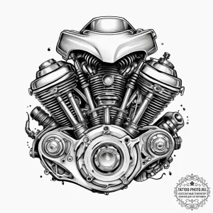 Tattoo sketch biker motorcycle engine, ink il... - эскиз тату (№1756918093_0, 03.09.2025 16:48) — tattoo-photo.ru