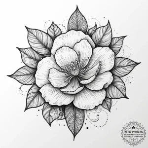Tattoo sketch camellia, tattoo flash sheet de... - эскиз тату (№1756918954_0, 03.09.2025 17:02) — tattoo-photo.ru