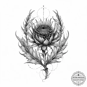 Tattoo sketch thistle flower, tattoo sketch d... - эскиз тату (№1756919346_0, 03.09.2025 17:09) — tattoo-photo.ru