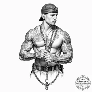 Tattoo sketch soldier with a chain - эскиз тату (№1756919544_0, 03.09.2025 17:12) — tattoo-photo.ru