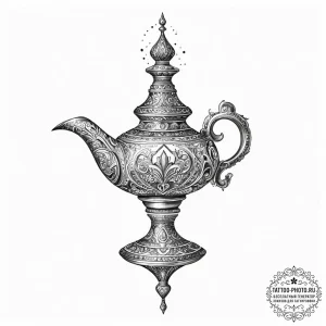 Tattoo sketch aladdin magic lamp - эскиз тату (№1756923048_0, 03.09.2025 18:10) — tattoo-photo.ru