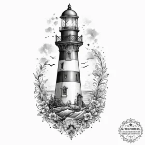Tattoo sketch lighthouse, artistic tattoo ske... - эскиз тату (№1756923436_0, 03.09.2025 18:17) — tattoo-photo.ru