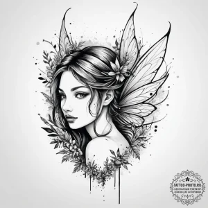 Tattoo sketch fairy in a forest, artistic tat... - эскиз тату (№1756925383_0, 03.09.2025 18:49) — tattoo-photo.ru