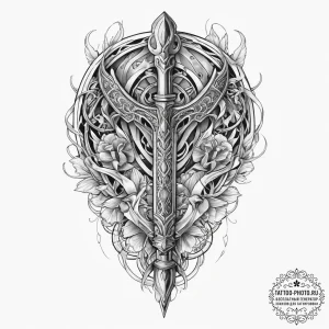 Weapons & equipment, tattoo sketch design, on... - эскиз тату (№1756931674_0, 03.09.2025 20:34) — tattoo-photo.ru
