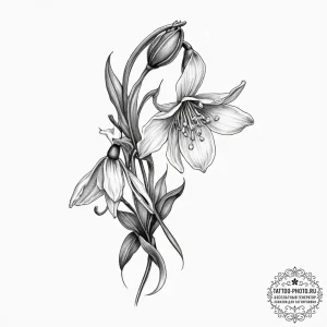 Tattoo sketch snowdrop flower, tattoo line ar... - эскиз тату (№1756932075_0, 03.09.2025 20:41) — tattoo-photo.ru