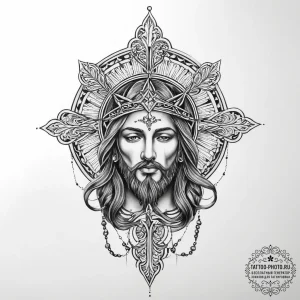 Tattoo sketch holy life - эскиз тату (№1756932469_0, 03.09.2025 20:47) — tattoo-photo.ru