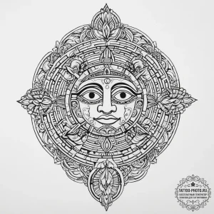 Tattoo sketch mayan calendar, tattoo line art... - эскиз тату (№1756933064_0, 03.09.2025 20:57) — tattoo-photo.ru