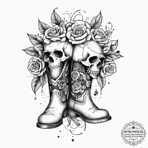 Tattoo sketch boots with a quote, concept art... - эскиз тату (№1757006619_0, 04.09.2025 17:23) — tattoo-photo.ru