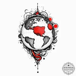 Tattoo sketch globe, concept art for tattoo,... - эскиз тату (№1757007984_0, 04.09.2025 17:46) — tattoo-photo.ru