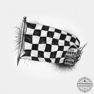 Tattoo sketch racing checkered flag, artistic... - эскиз тату (№1757011725_0, 04.09.2025 18:48) — tattoo-photo.ru