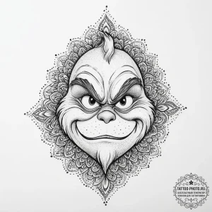 Tattoo sketch the grinch with a paw, tattoo d... - эскиз тату (№1757014469_0, 04.09.2025 19:34) — tattoo-photo.ru