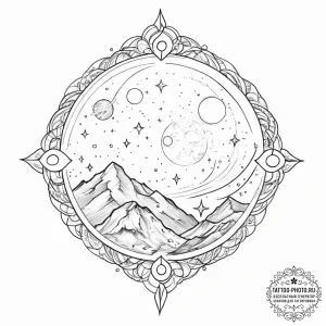Tattoo sketch cosmic world - эскиз тату (№1757017285_0, 04.09.2025 20:21) — tattoo-photo.ru