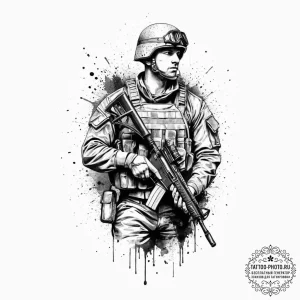 Tattoo sketch soldier with a document, ink il... - эскиз тату (№1757018067_0, 04.09.2025 20:34) — tattoo-photo.ru