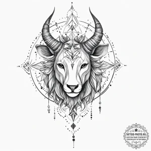 Tattoo sketch geometric zodiac, tattoo sketch... - эскиз тату (№1757021468_0, 04.09.2025 21:31) — tattoo-photo.ru