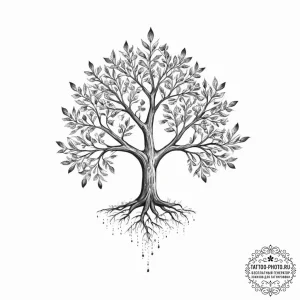 Tattoo sketch tree with a quote - эскиз тату (№1757025301_0, 04.09.2025 22:35) — tattoo-photo.ru