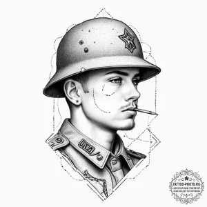 Tattoo sketch soldier with a needle, tattoo s... - эскиз тату (№1757026510_0, 04.09.2025 22:55) — tattoo-photo.ru