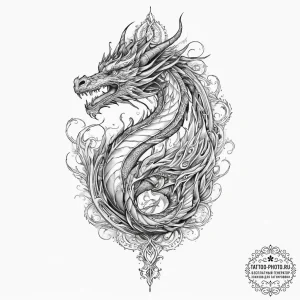 Tattoo sketch fire dragon fire, ink illustrat... - эскиз тату (№1757028703_0, 04.09.2025 23:31) — tattoo-photo.ru