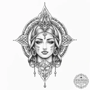 Tattoo sketch sacred portrayal - эскиз тату (№1757031120_0, 05.09.2025 00:12) — tattoo-photo.ru