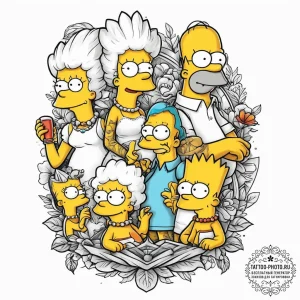 Tattoo sketch the simpsons family portrait, t... - эскиз тату (№1757039564_0, 05.09.2025 02:32) — tattoo-photo.ru