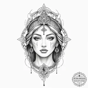 Tattoo sketch blessed being - эскиз тату (№1757040425_0, 05.09.2025 02:47) — tattoo-photo.ru