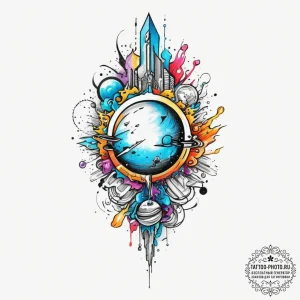 Tattoo sketch cosmic land, concept art for ta... - эскиз тату (№1757042197_0, 05.09.2025 03:16) — tattoo-photo.ru