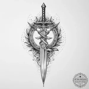 Tattoo sketch uruz rune with a sword, tattoo... - эскиз тату (№1757045569_0, 05.09.2025 04:12) — tattoo-photo.ru