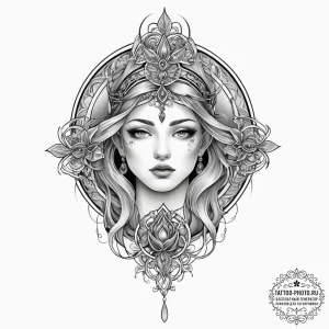 Tattoo sketch sacred source, ink illustration... - эскиз тату (№1757046669_0, 05.09.2025 04:31) — tattoo-photo.ru