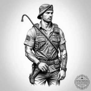 Tattoo sketch soldier with a rope, tattoo ske... - эскиз тату (№1757047067_0, 05.09.2025 04:37) — tattoo-photo.ru