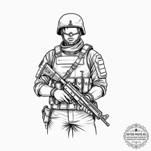 Tattoo sketch soldier with a key, tattoo sket... - эскиз тату (№1757055002_0, 05.09.2025 06:50) — tattoo-photo.ru