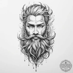 Tattoo sketch vodyanoy, the water spirit, wit... - эскиз тату (№1757057390_0, 05.09.2025 07:29) — tattoo-photo.ru