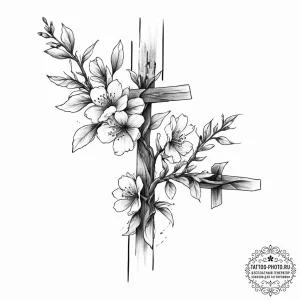 Tattoo sketch peach blossom branch, tattoo dr... - эскиз тату (№1757058581_0, 05.09.2025 07:49) — tattoo-photo.ru