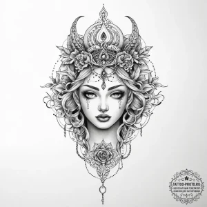 Tattoo sketch mystical narrative - эскиз тату (№1757065885_0, 05.09.2025 09:51) — tattoo-photo.ru