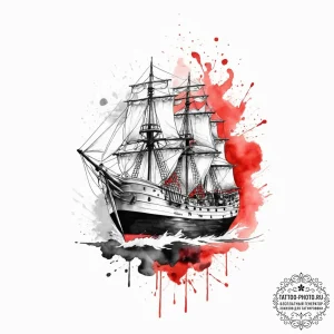 Tattoo sketch ship, ink illustration for tatt... - эскиз тату (№1757068670_0, 05.09.2025 10:37) — tattoo-photo.ru