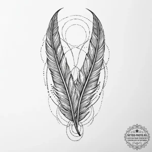 Tattoo sketch infinity with feathers, tattoo... - эскиз тату (№1757070499_0, 05.09.2025 11:08) — tattoo-photo.ru