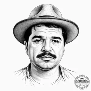 Tattoo sketch joaquin "el chapo" guzman with... - эскиз тату (№1757071280_0, 05.09.2025 11:21) — tattoo-photo.ru